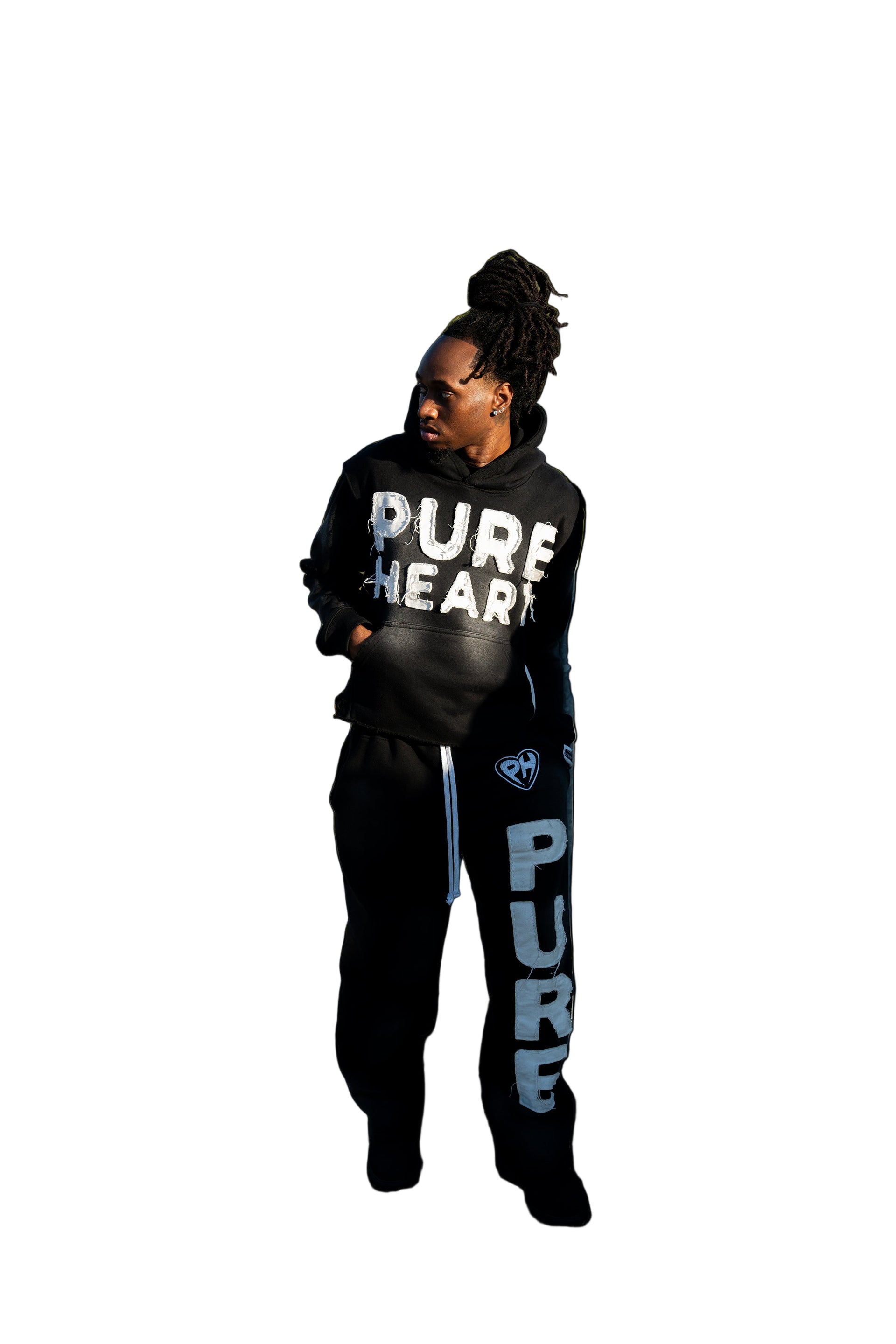 'Distressed' Sweatsuit Black
