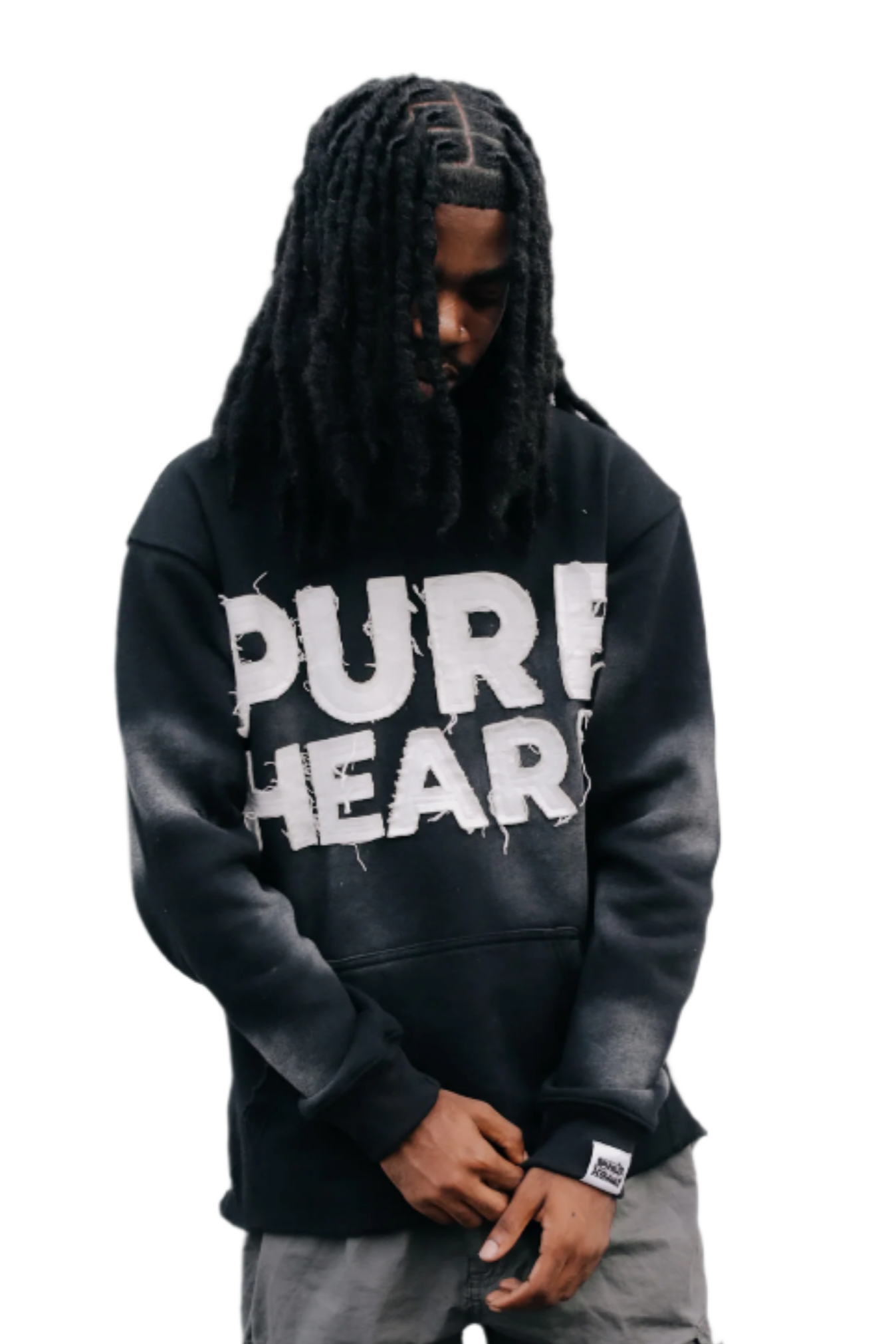 'Distressed' Hoodie Black