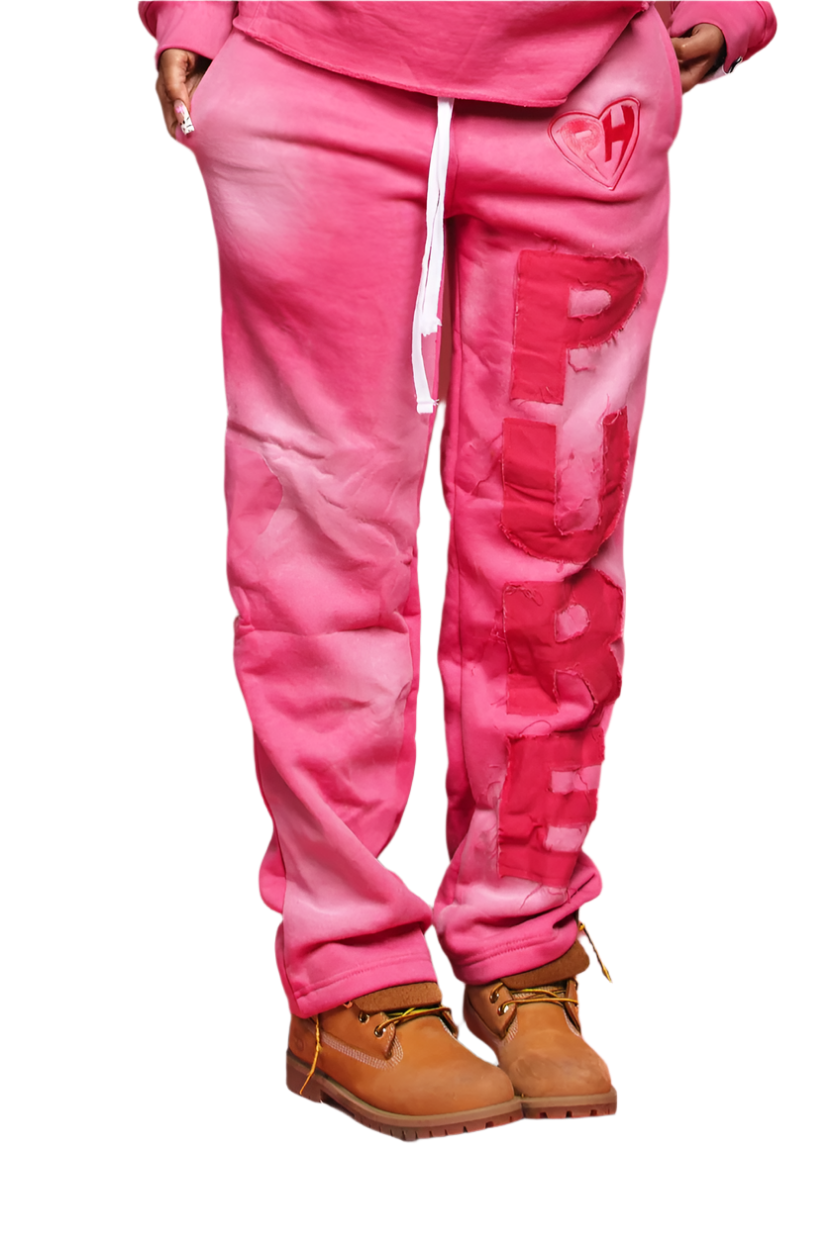 'Distressed' Baggy Sweats Pink & Pink