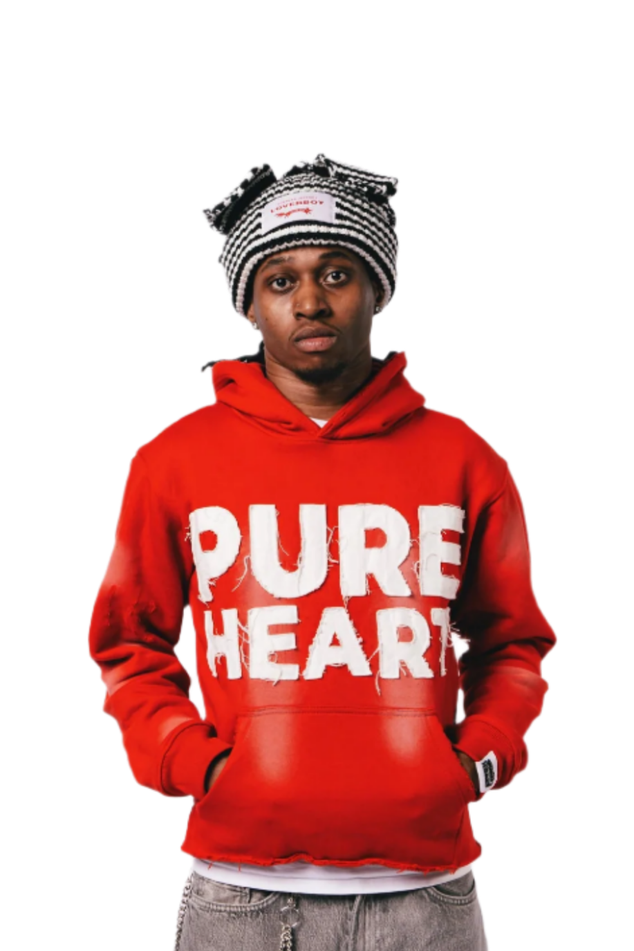 'Distressed' Hoodie Red