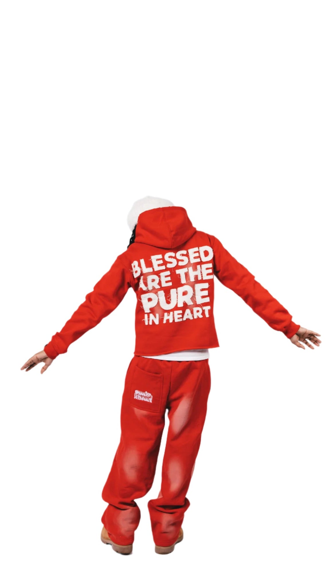 'Distressed' Sweatsuit Red