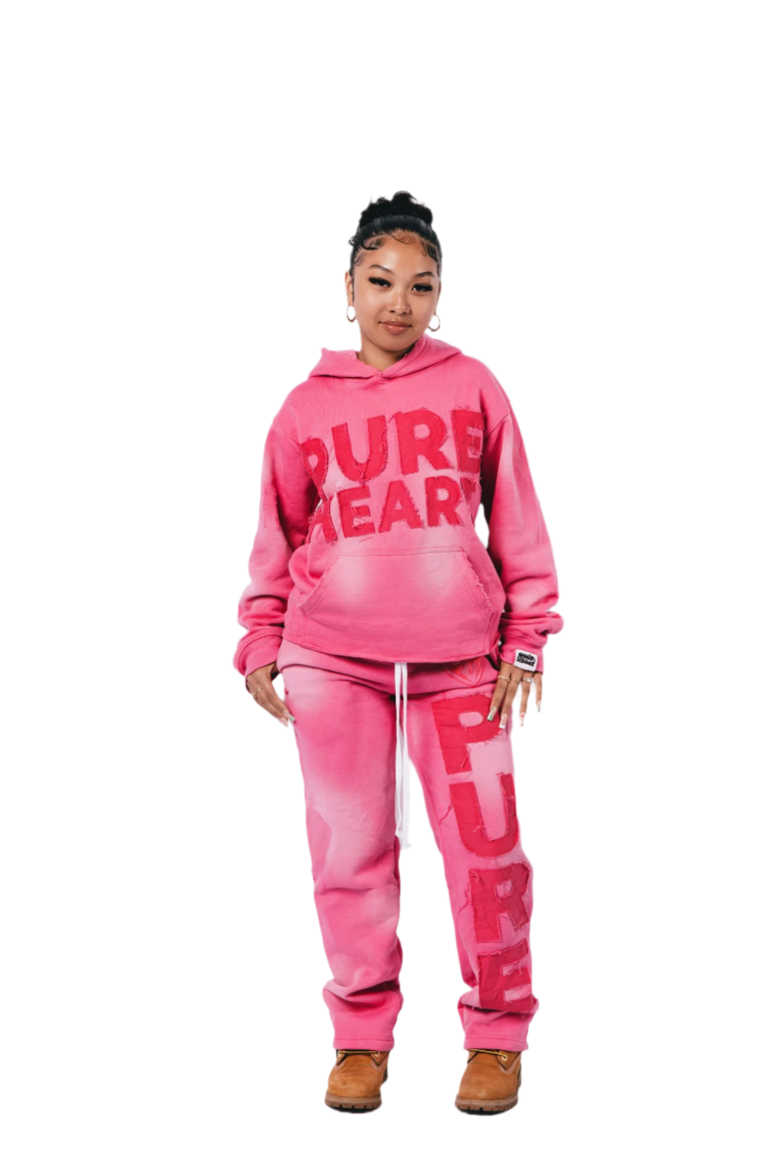 'Distressed' Sweatsuit Pink on Pink