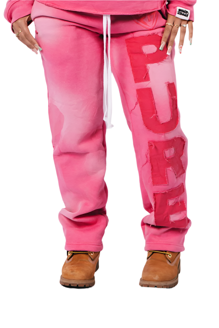 'Distressed' Women's Sweats Pink & Pink