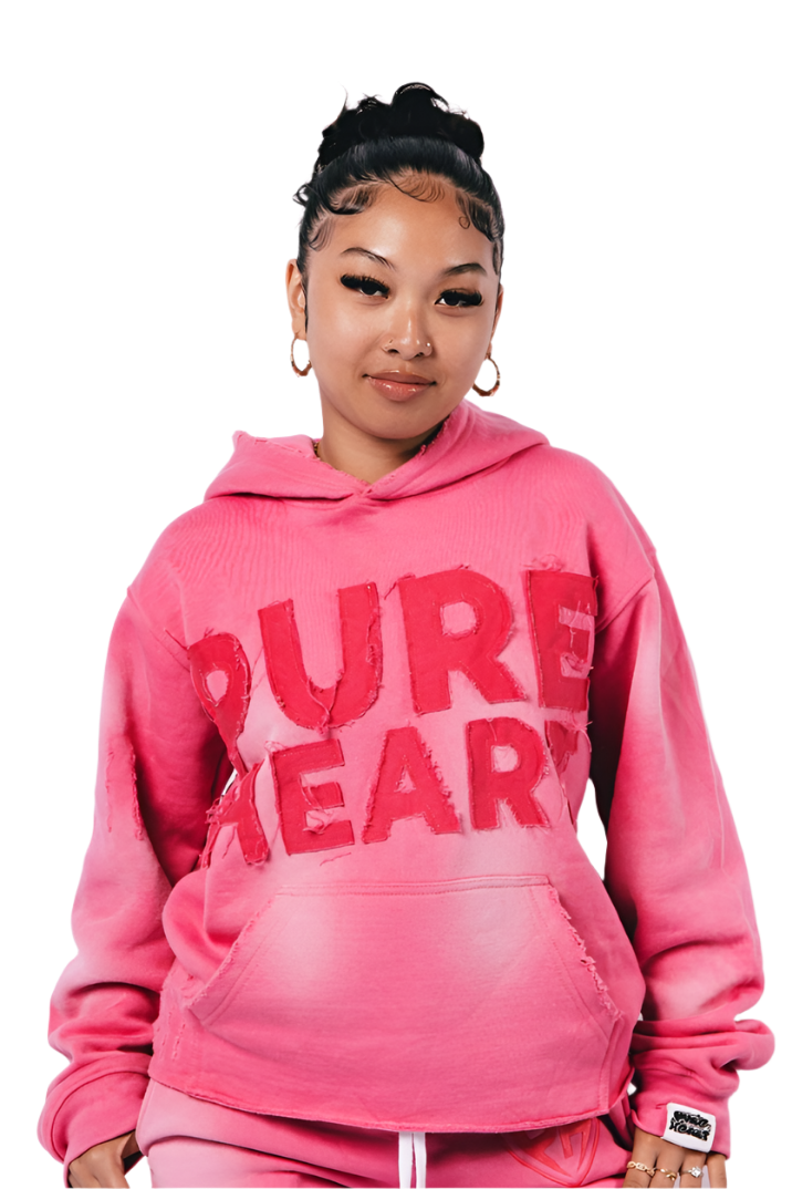 'Distressed' Hoodie Pink & Pink