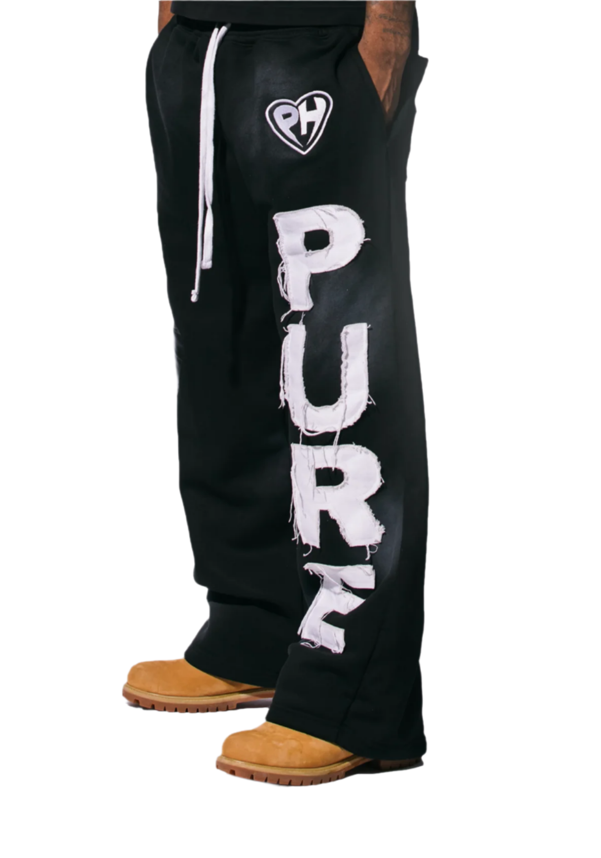 'Distressed' Baggy Sweats Black