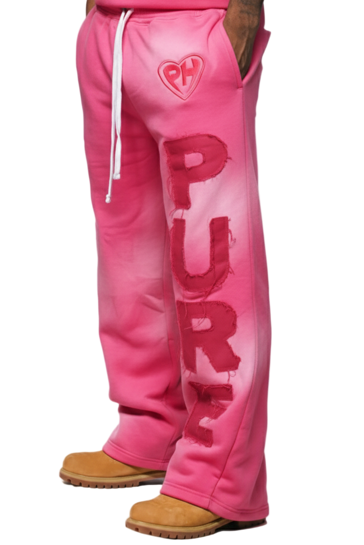 'Distressed' Baggy Sweats Pink & Pink