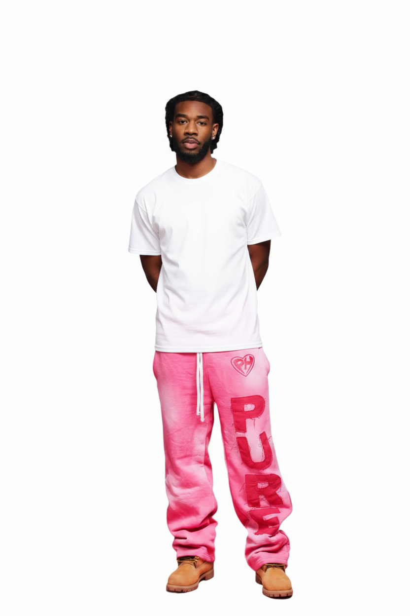 'Distressed' Baggy Sweats Pink & Pink