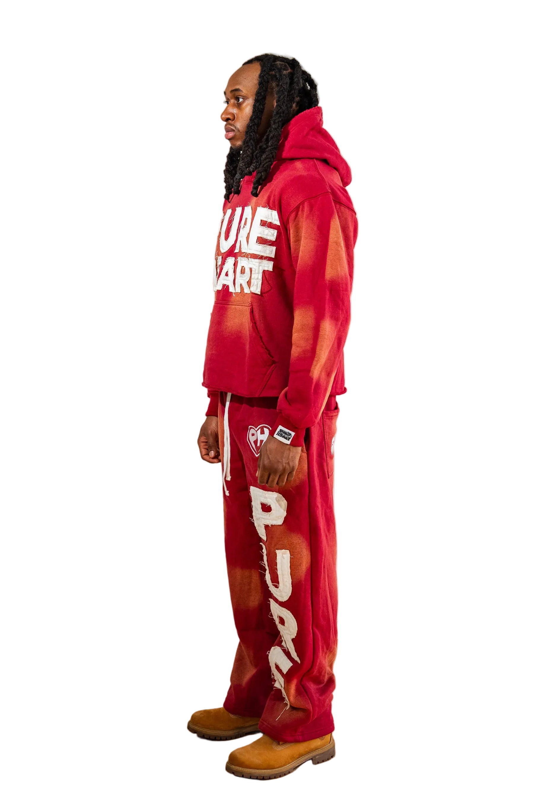 'Distressed' Sweatsuit Burgundy