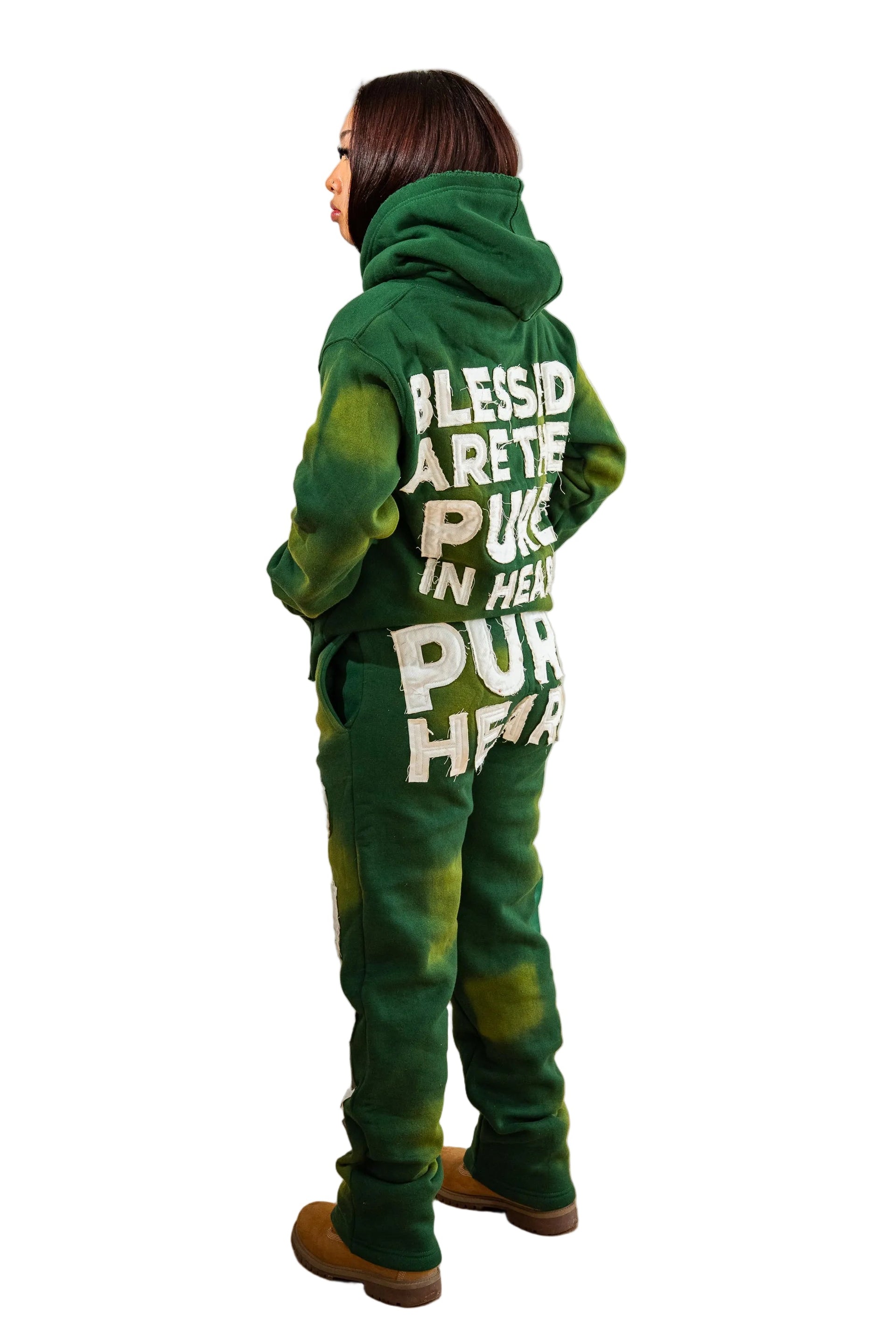 'Distressed' Sweatsuit Green