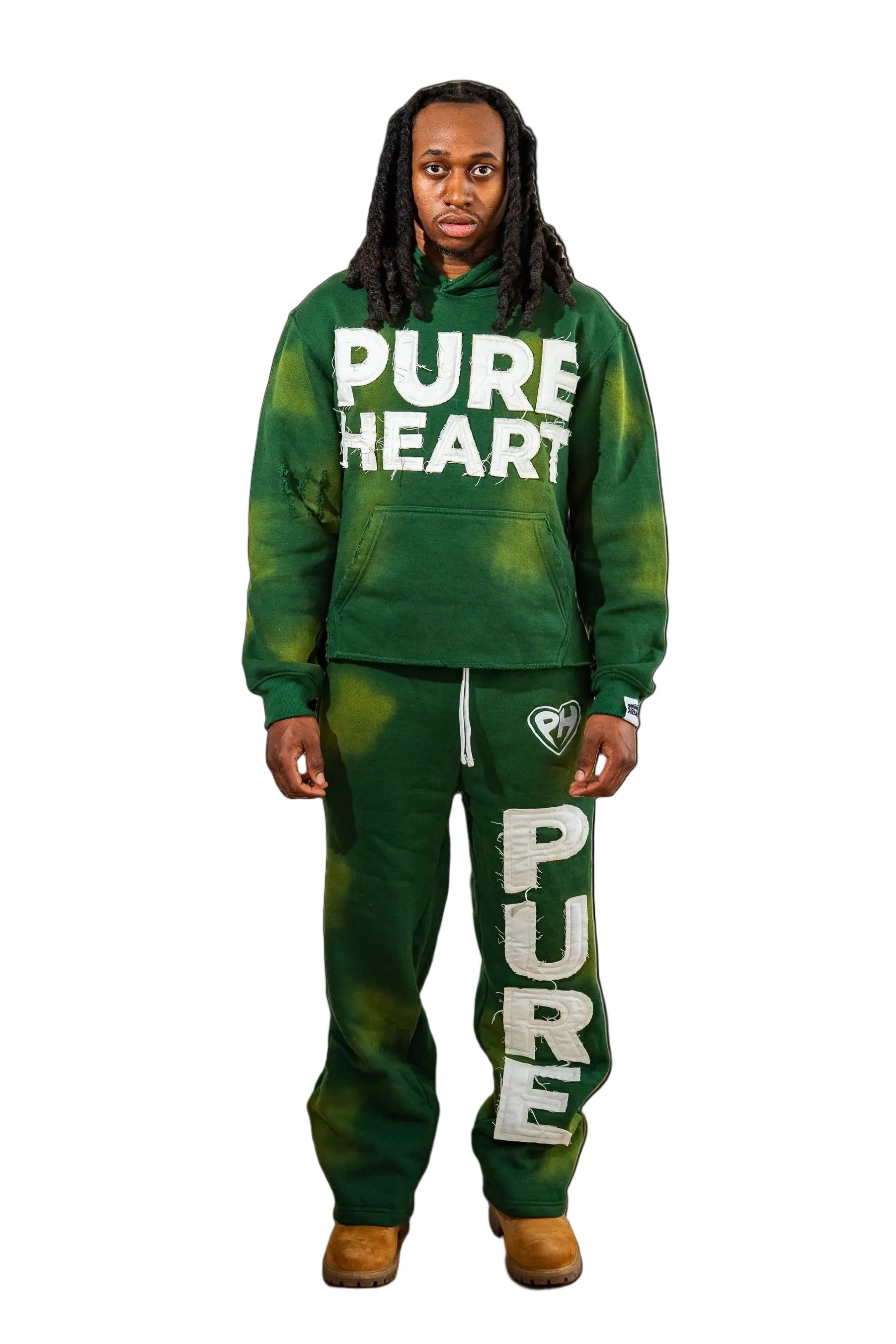 'Distressed' Sweatsuit Green